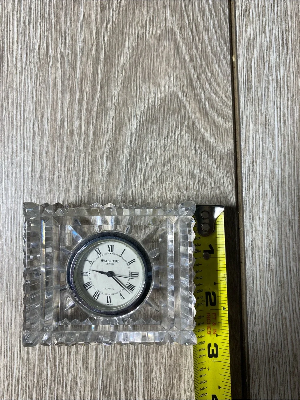 Vintage Waterford Crystal Rectangular Desk Clock Quartz Roman Numerals Ireland